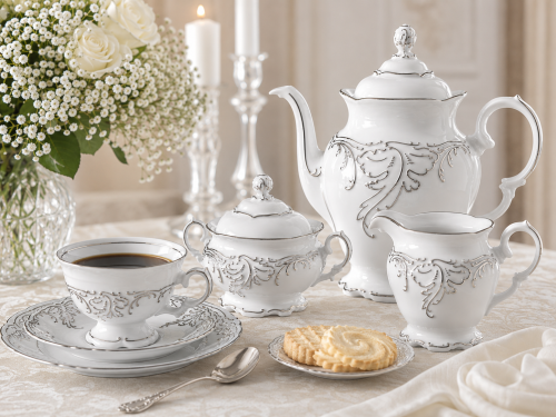 porcelanowy serwis do kawy na 12 osób