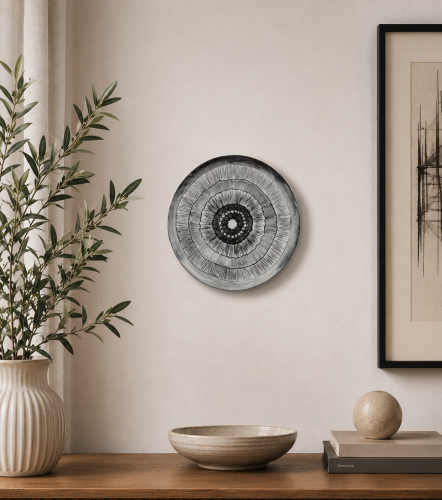 Ręcznie malowana patera porcelanowa 27 cm – czarno-biała