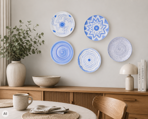 porcelanowe talerze ręcznie malowane dekoracja na ścianę