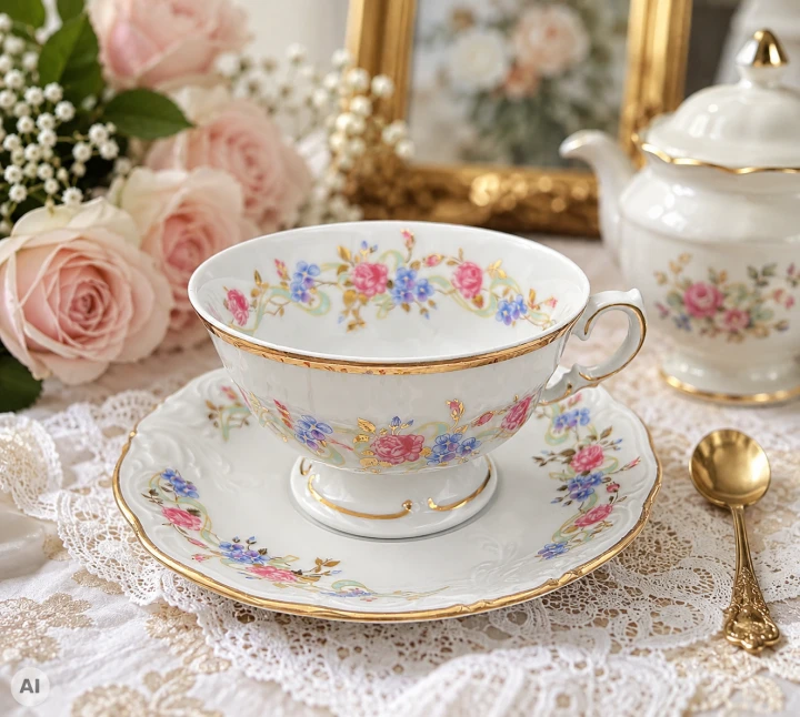 porcelanowa duża filiżanka do herbaty porcelana polska