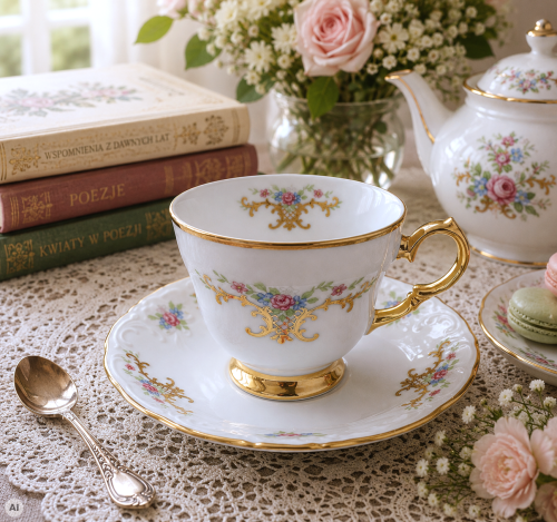 piękna porcelanowa filiżanka do kawy