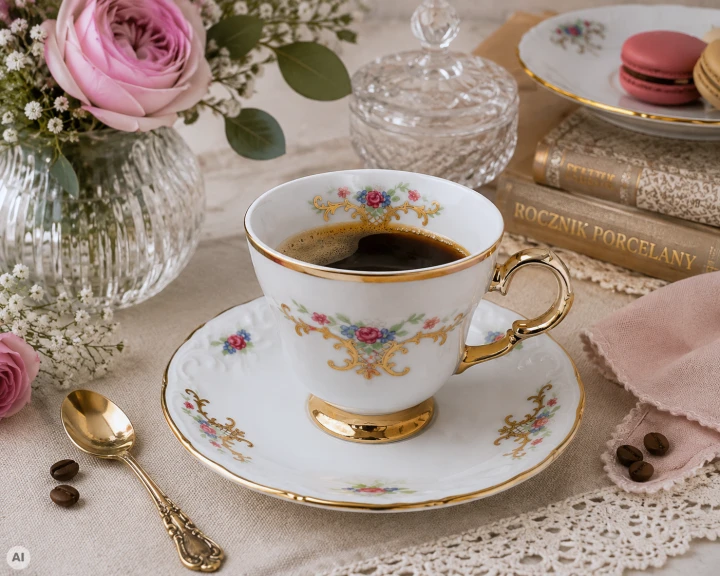 piękna porcelanowa filiżanka do kawy