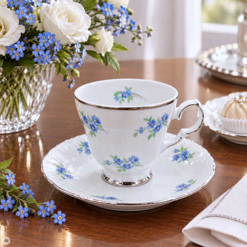 Porcelanowa filiżanka do kawy niezapominajka