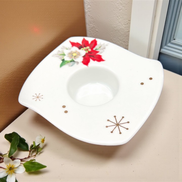 porcelanowy świecznik na święta Bożego Narodzenia