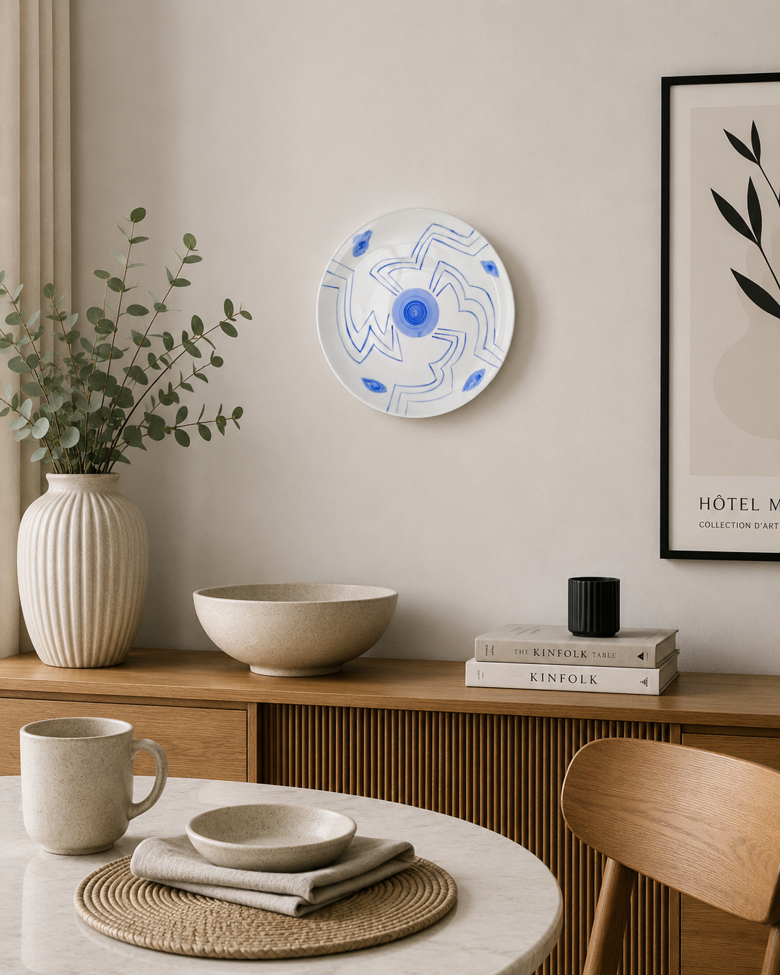 komplet pięciu porcelanowych pater ręcznie malowanych